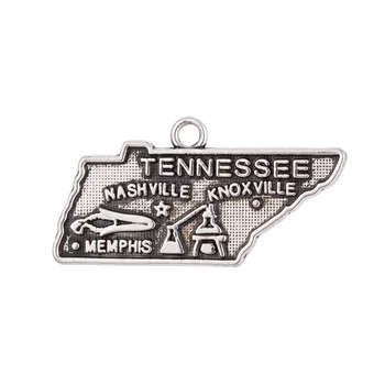 Môj tvar 40Pcs Nový Dizajn Tennessee zliatiny zinku Starožitné USA Štát Mapu Kúzlo Prívesok Vintage Štýl, Šperky 29*19 mm
