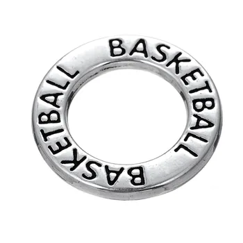 Môj tvar 40Pcs Vyryté Písmeno Basketbal Kruhu Podložka Potvrdenie Náramok Prívesky, Šperky Veľkoobchod Bulk