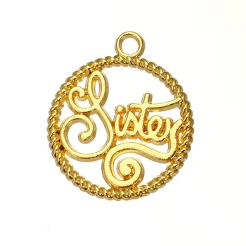 Môj tvar Sestry v Kruhu Slovo Najlepší Priateľ Rodiny Diy Charms Gold & Antique Silver Farba Priateľstvo Prívesok 20pcs
