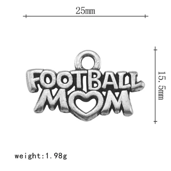 Môj tvar Tibetské Slovo Futbal, baseball hokej futbal Mama Srdce Plávajúce zobrazili kľúčové tlačidlá pre KUTILOV, Šperky, Takže Športové charms 40pcs