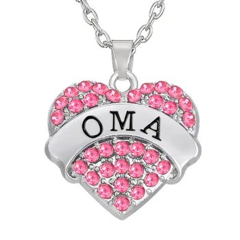 Môj tvar zliatiny zinku OMA krištáľové srdce šperky, prívesok náhrdelník riadne marketing dohody Choker vyhlásenie náhrdelník Vianoce