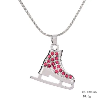 Môj tvar Šperky Roztomilý Strieborné Pozlátené 3D Ľadové Korčule Korčuliarov Ružový Kryštál Drahokamu Náhrdelník Prívesok pre Dievčatá Dospievajúce Ženy