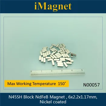 N00057 50 ks Blok Vzácnych Zemín Neodýmu, Magnet,6 x 2.2x1.17 mm, Nikel potiahnuté NdFeB Magnetmi N00057,Domáce Dekorácie Chladnička