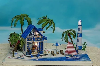 N002 Diy Doll House Miniatúrny Model Budovy Súpravy 3D Ručné Drevený domček pre bábiky rekreačný dom