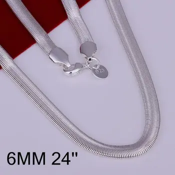 N193-24 925 Hot Predaj strieborný Náhrdelník, Prívesok 925 striebro módne šperky 6 mm Had Kosti Náhrdelník-24 /ajbajaia ajfajama