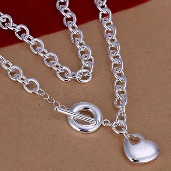 N248 925 sterling silver Náhrdelník, Prívesok 925 striebro módne šperky Srdce K srdcu, Aby Náhrdelník /aqhajhoa ebxamtea