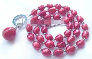 N3092 9-11 mm červená barokový sladkovodné perlový náhrdelník % Zľava AAA