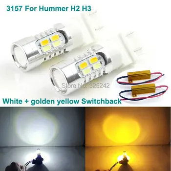 Na Hummer H2 H3 Vynikajúce Žiadna chyba Ultra svetlé 3157 Dual-Farba Switchback LED DRL Parkovacie+predné Zase Signálne svetlo led svetlo