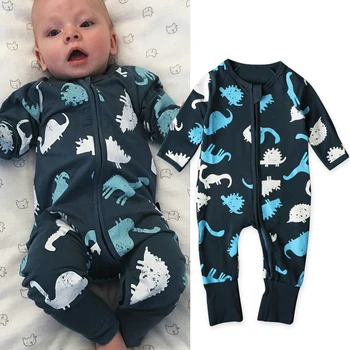 Na Jeseň Roku 2017 Módne Oblečenie Baby Chlapci Dinosaura Tlač Dlhý Rukáv Oblečenie Kombinézach Bavlna Dieťa Remienky 1-4 Rokov Značky