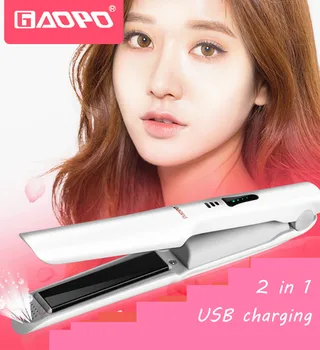 Nabíjanie pomocou pripojenia USB Hair Straightener vlasy curler vyrovnávaním Keramické Ploché Železo regulácia Teploty môže účtovať poplatky za telefón styling