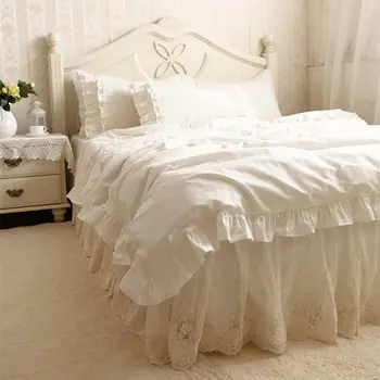 Najlepší Európsky štýl posteľná bielizeň nastaviť prehrabať tortu vrstva perinu deka kryt elegantnej čipky vyšívané prehoz cez posteľ posteľ sukne obliečka na vankúš