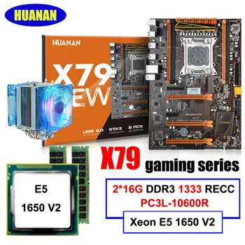 Najlepší predajca HUANAN deluxe X79 LGA2011 doske CPU Xeon E5 1650 V2 s CPU chladič pamäte RAM, 32 G(2*16 G) 1333MHz DDR3 RECC