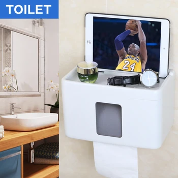 Najnovšie Inovatívne multifunkčné toaletného papiera držiak na toaletný majiteľovi objektu polica pre ipad /mobilný telefón kozmetické hodinky a pod