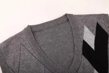 Najnovšie jesenné módne argyle vzor mužov tvaru cashmere sveter vesta