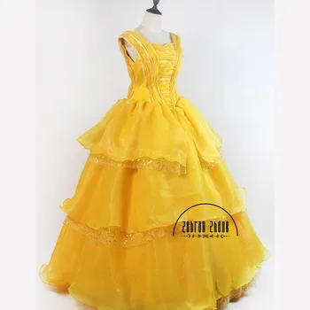 Najnovšie Kráska A Zviera Belle Princezná Žltá Cosplay Kostým Módne Oblečenie Pre Dospelých, Ženy, Dievčatá