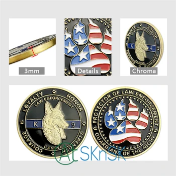 Najnovšie mince darček Módne medaily Chránič Práva Strážcovia Noc Zjednotiť Štáty Policajný pes K9 výzvou mince
