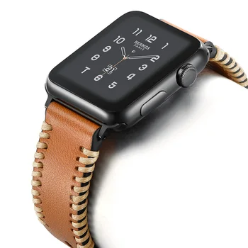 Najnovšie pravej Kože ručne Rybie kosti line séria hodinky kapela popruh pre apple hodinky série 1 2 3 42mm iwatch watchbands