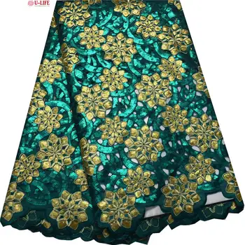 Najnovšie Vysokej Kvality Afriky Tylu Čipky Textílie S Zlata Paillette Flitrami textílie Pre Nigéria organza Šitie Svadobných Šiat F4-707