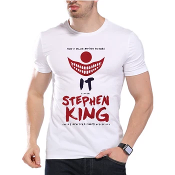 Najnovší horor film Stephen King je To T-shirt Mužov Anime Film, Tlač na Zákazku Pennywise T-shirt Tees Vianočný Darček D7-5#