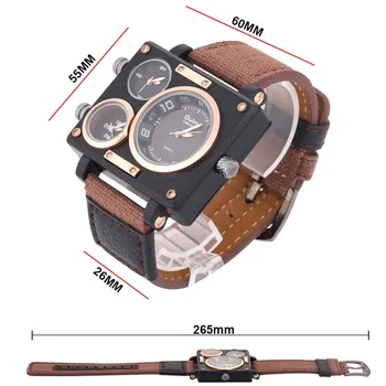 Najznámejšie Značky pánske Luxusné Športové Dobrodružstvo Textílie náramkové hodinky Oulm Hodinky s Štvorcového Tvaru 2 Voĺba Relogio Muž Hodiny