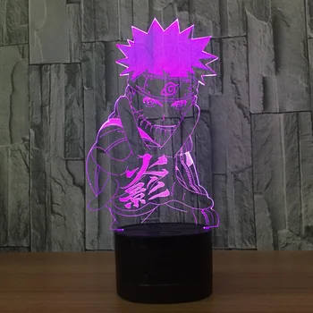 Naruto Akcie Obrázok Uzumaki Naruto 3D LED Nočné Svetlo stolná Lampa 3D Lampa Novinka Nočného Dekorácie na Vianočný Darček