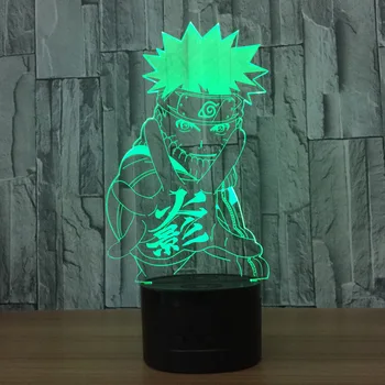 Naruto Akcie Obrázok Uzumaki Naruto 3D LED Nočné Svetlo stolná Lampa 3D Lampa Novinka Nočného Dekorácie na Vianočný Darček