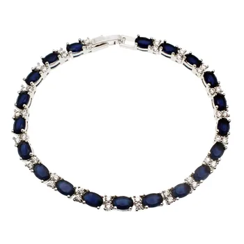 NaturalEmerald BlueSapphire WhiteTopaz Pekné Šperky 925 Sterling Silver Dámske Náramok 7.25