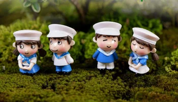 Navy Chlapec Dievča Figúrka Miniatúrna Socha-svadobné Dekorácie doll vzdušné záhrada Micro Kreslené postavičky zvierat živice plavidlá TNA117