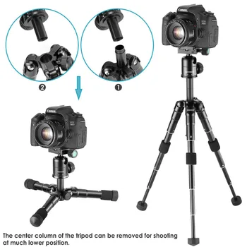 Neewer M225+CK30 Prenosný Hliníkový Statív Kompaktný Stolný Stolný Statív s Ballhead pre Sony, Canon, Nikon DSLR Fotoaparát Pre Selfie