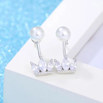 NEHZY Bohyne estetické koruny pearl náušnice jednoduché populárne temperament žien ice high - end náušnice two - nosenie metóda
