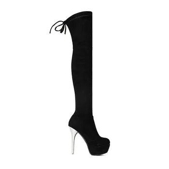 NEMAONE Plus veľkosť 34-43 ženy čižmy nad kolená, topánky ženy sexy tenké vysoké podpätky dlhé topánky tanečné topánky topánky platformu žena