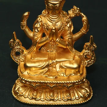 Neobmedzené Sily Buddhovského Snehu Oblasti Patróna Štyri Rameno Avalokiteshvara Zliatiny Malý Obrázok Buddha Pozlátené Sochy Budhu