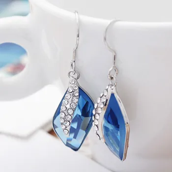 Neoglory Crystal Blue Drop Visieť Náušnice, Módne Šperky Narodeninové Darčeky Pre Ženy 2018 Nové B1
