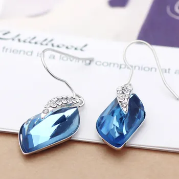 Neoglory Crystal Blue Drop Visieť Náušnice, Módne Šperky Narodeninové Darčeky Pre Ženy 2018 Nové B1