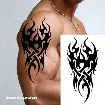 Nepremokavé Dočasné Tetovanie mužov oheň tetovanie orla lotus Mandala oko plameň totem 12*19 cm Vody Prenos Falošné tatto pre človeka