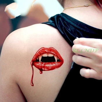 Nepremokavé Dočasné Tetovanie Nálepka, 3D Halloween ghost Teroru Rany zub červené krvavé pery nálepky flash tetovanie falošné tetovanie 7