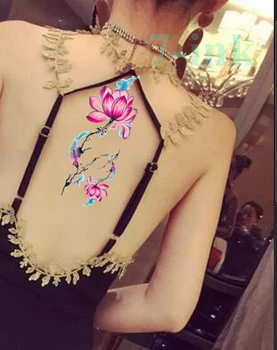 Nepremokavé Dočasné Tetovanie Nálepky Lotus na rameno späť na body art Vody Prenos falošné tatto pre dievča žena