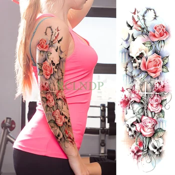 Nepremokavé Dočasné Tetovanie Nálepky plný rameno Páva ruže, kvety starej školy tatto nálepky flash tetovanie falošné tetovanie pre ženy 9