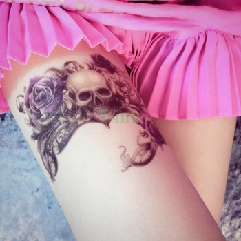 Nepremokavé Dočasné Tetovanie Nálepky rock rose lebky tetovanie Vody Prenos falošné tetovanie flash tetovanie veľké veľkosti dievča ženy