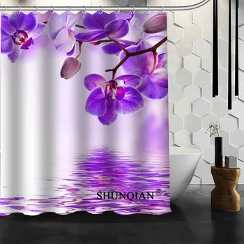 Nepremokavé Kúpeľňa Záclony Moderné orchidea, kvet Sprchový Záves polyester Vaňa obrazovky Prispôsobené opony