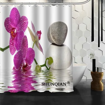 Nepremokavé Kúpeľňa Záclony Moderné orchidea, kvet Sprchový Záves polyester Vaňa obrazovky Prispôsobené opony