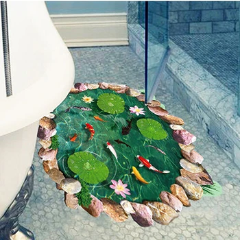 Nepremokavé Lotus Ryby Tlač 3D Poschodí Odtlačkový Zem Vymeniteľné Samolepky Domova