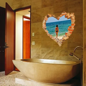 Nepremokavé tvorivé samolepky na stenu 3D falošný windows krásy pláže, spálne, kúpeľňa dekorácie samolepky na stenu