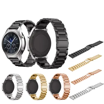 Nerezová Oceľ Hodinky Kapela Popruh Pre Samsung Výstroj S3 smart hodinky kapela Odkaz náramok Klasické čierne zlato pre Samsung S3 sledovať band