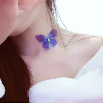 Neviditeľné Farebné 3D Priadza Motýľ Crystal Choker Náhrdelník Fishline Hodváb Módne Šperky pre Ženy Darček