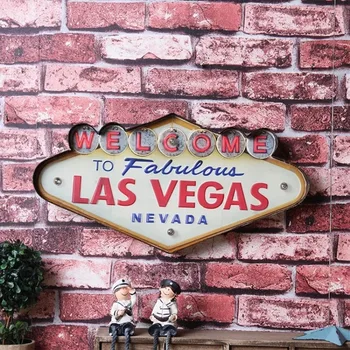 Neónový nápis dekoratívne maľby Las Vegas-štýl kovaného železa dekorácie svetelné vitajte prihláste závesné LED kovové značky