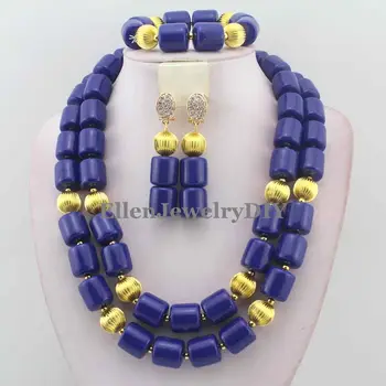 Nigérijský Svadobné Afriky Korálky Svadobné Šperky Set Kráľovská Modrá Umelé Coral Šperky Set Dámske Šperky Set W12385