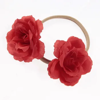 NISHINE 2018 Nové Dvojité Ruže Kvet Dievča hlavový most Khaki Chudá Elastické Pásky na Vlasy Príslušenstvo Dievčatá Turban Rose Hairbands