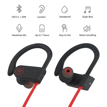 NiUB5 U8 Bluetooth 4.1 Športové Slúchadlá Handfree Bezdrôtovej Náhlavnej súpravy Bluetooth Slúchadlá s Mikrofónom Športové Ucho-hák Bluetooth Slúchadlá