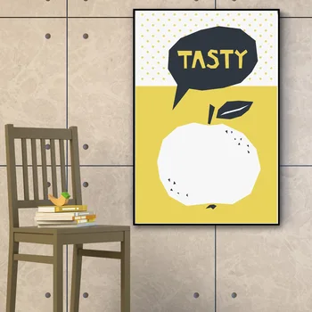 Nordic Abstraktné Hruška Apple Listy Žlté Umelecké Plátno Plagát, Tlač Obrázku Moderné Obrazy Pre Obývacia Izba Dekor Maľovanie Bez Rámu